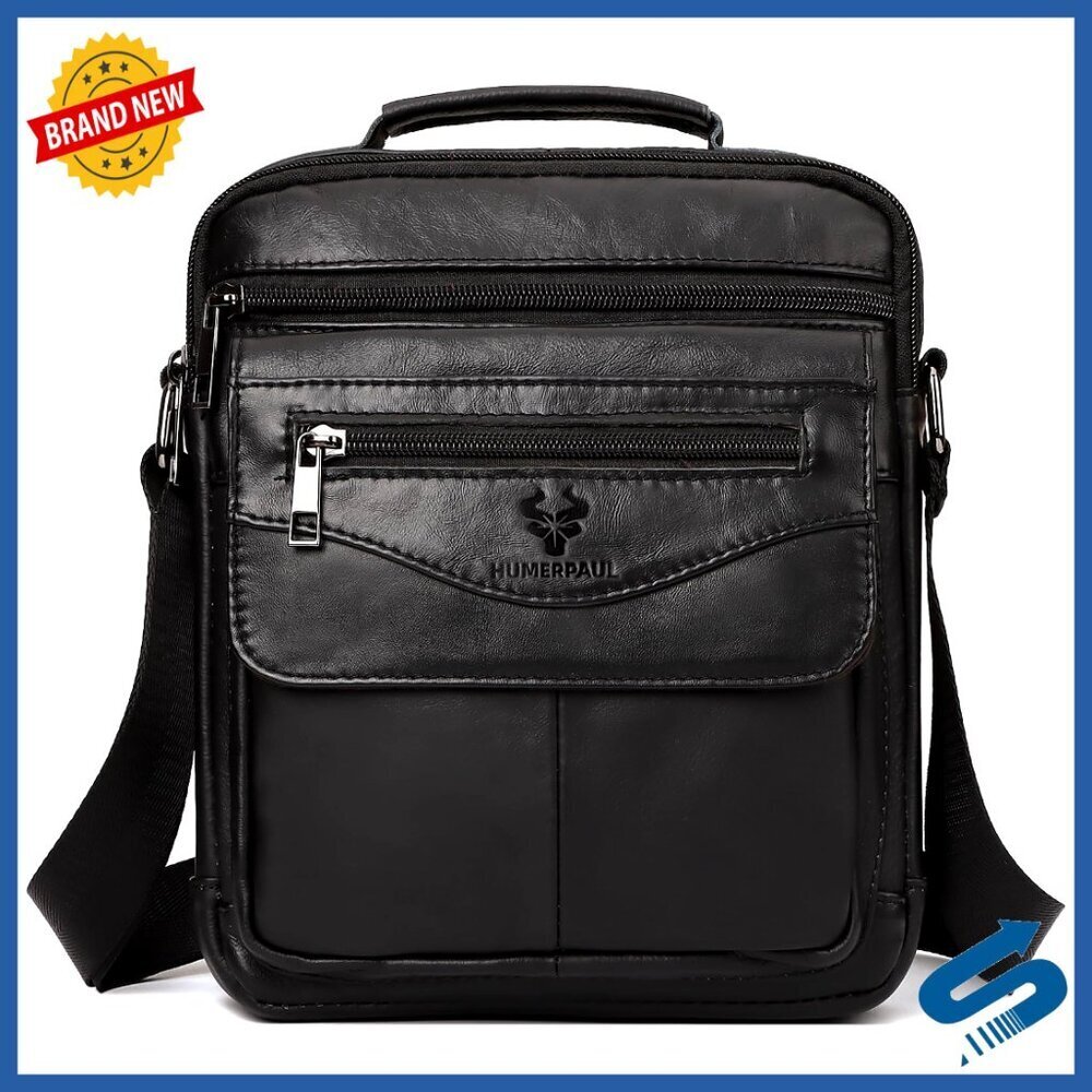 Genuine Leather Messenger Bag Sling Crossbody Shoulder Bag Work Business